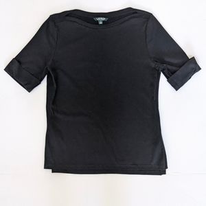 Ralph Lauren Medium Sleeve Cuffed Black Dress Shirt